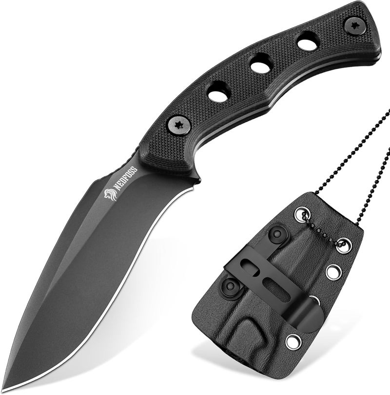 NedFoss Squirrel Small EDC Fixed Blade Knife, 2.97" Neck Knife with Sheath, Full Tang Vertical Horizontal Carry Knife with G10 Handle, Belt Clip, Outdoor Tactical Mini Kukri Knives, Father Day Gifts for Men Women - Image 1